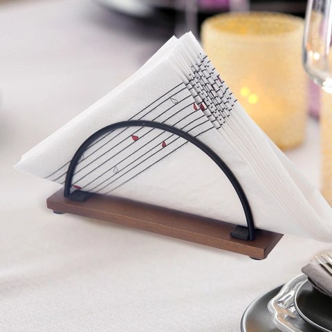 Serwetnik Drewniano-Metalowy RADKA Czarny 16 x 5 x 8 cm ORION