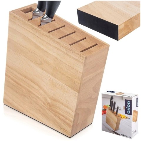 Stojak na Noże Drewno Kauczukowe 6 Miejsc Ostrzałka 23 cm ORION