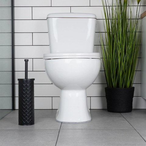 Szczotka do Toalety Ze Stojakiem Metalowa Czarna Ozdobny Pojemnik VILDE