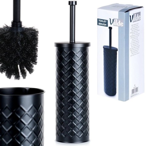 Szczotka do Toalety Ze Stojakiem Metalowa Czarna Ozdobny Pojemnik VILDE