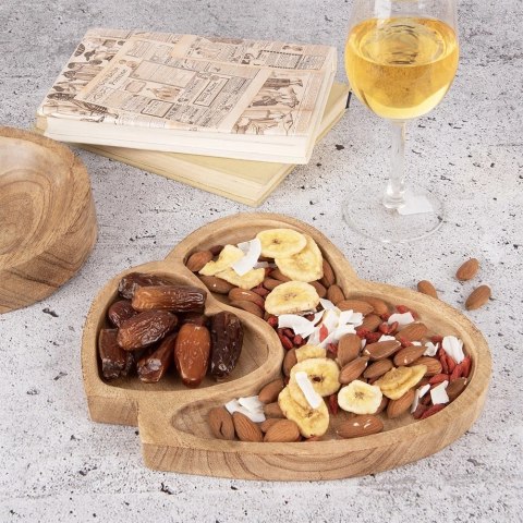 Talerz do Serwowania Drewniany MANGO Podwójne Serce 23 x 20 cm