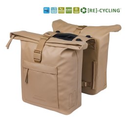 Sakwa podwójna BASIL BROOKLYN DOUBLE PANNIER BAG 41L, MIK System (ready to go), wodoodporna, sand (NEW 2026)