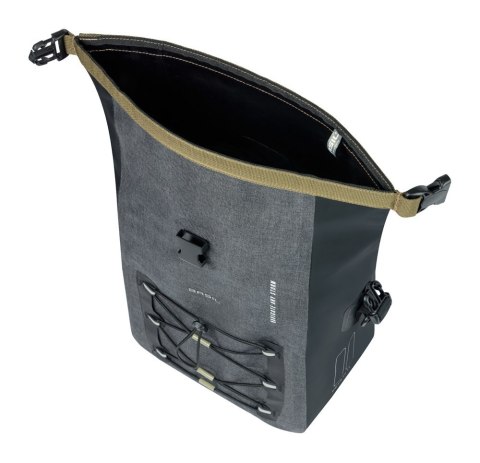 Sakwa pojedyncza BASIL NAVIGATOR STORM SINGLE PANNIER BAG M 12-15 L, MIK Hooks System, wodoodporna, grey black (NEW 2026)