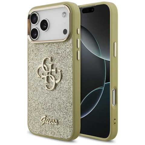 Guess Fixed Glitter Big 4G Metal Frame - Etui iPhone 17 Pro Max (złoty)