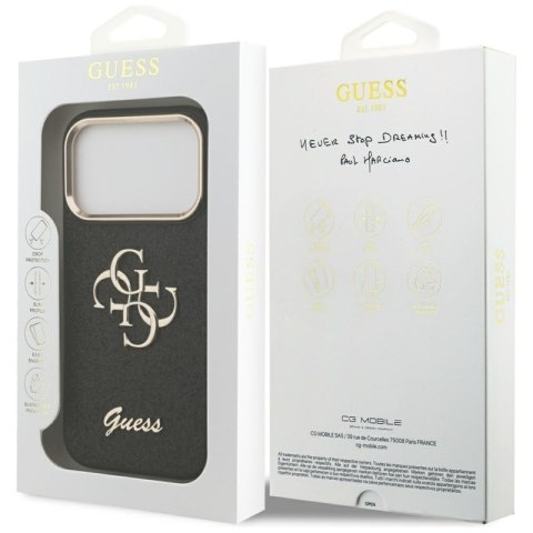 Guess Fixed Glitter Big 4G Metal Frame - Etui iPhone 17 Pro (czarny)