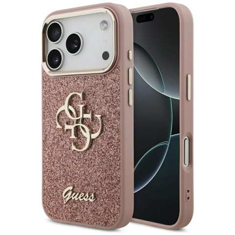Guess Fixed Glitter Big 4G Metal Frame - Etui iPhone 17 Pro (różowy)