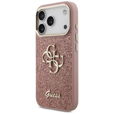 Guess Fixed Glitter Big 4G Metal Frame - Etui iPhone 17 Pro (różowy)