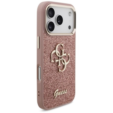 Guess Fixed Glitter Big 4G Metal Frame - Etui iPhone 17 Pro (różowy)