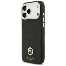 Guess Grained Strass Logo MagSafe - Etui iPhone 17 Pro Max (czarny)