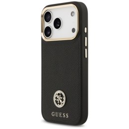 Guess Grained Strass Logo MagSafe - Etui iPhone 17 Pro (czarny)