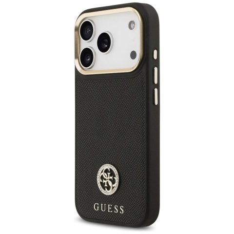 Guess Grained Strass Logo MagSafe - Etui iPhone 17 Pro (czarny)