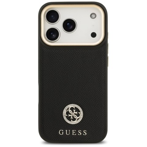 Guess Grained Strass Logo MagSafe - Etui iPhone 17 Pro (czarny)