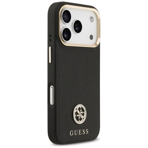 Guess Grained Strass Logo MagSafe - Etui iPhone 17 Pro (czarny)