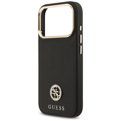 Guess Grained Strass Logo MagSafe - Etui iPhone 17 Pro (czarny)
