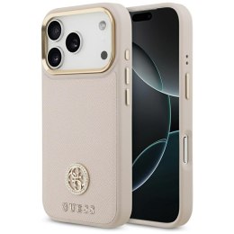 Guess Grained Strass Logo MagSafe - Etui iPhone 17 Pro (różowy)