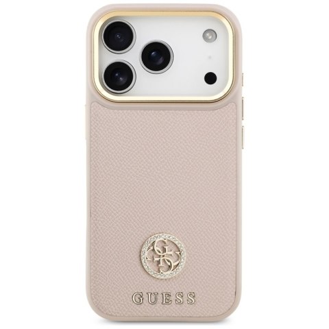 Guess Grained Strass Logo MagSafe - Etui iPhone 17 Pro (różowy)