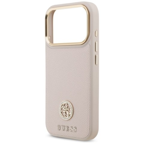 Guess Grained Strass Logo MagSafe - Etui iPhone 17 Pro (różowy)
