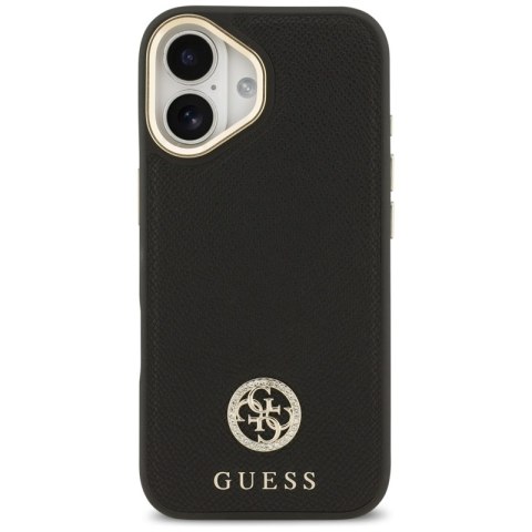 Guess Grained Strass Logo MagSafe - Etui iPhone 17 (czarny)