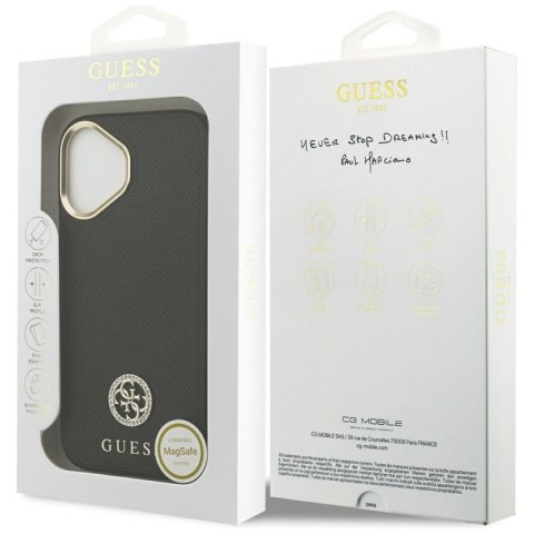 Guess Grained Strass Logo MagSafe - Etui iPhone 17 (czarny)