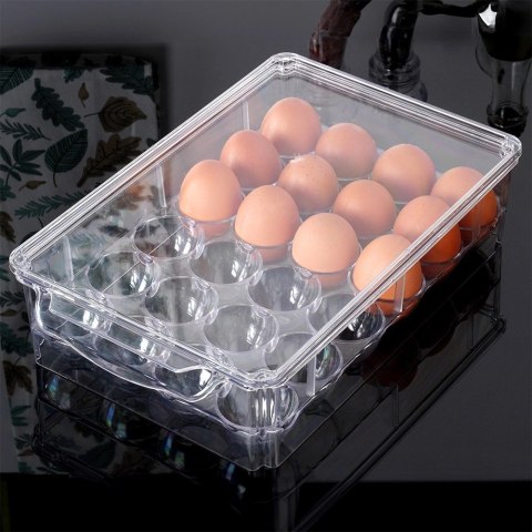 Pojemnik na Jajka Lodówka Duży 24 Sztuki VILDE Piętrowany 32 x 21 cm