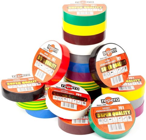 TAŚMA IZOLACYJNA REPERO 701 ŻÓŁTO-ZIELONA 19MMX20M