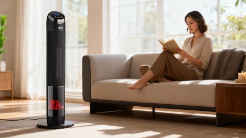 Termowentylator kolumnowy PTC Teesa z funkcją imitacji kominka