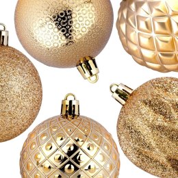 Bombki Choinkowe VILDE Złote 6 cm 35 szt. Nietłukące Wytłaczane Brokat