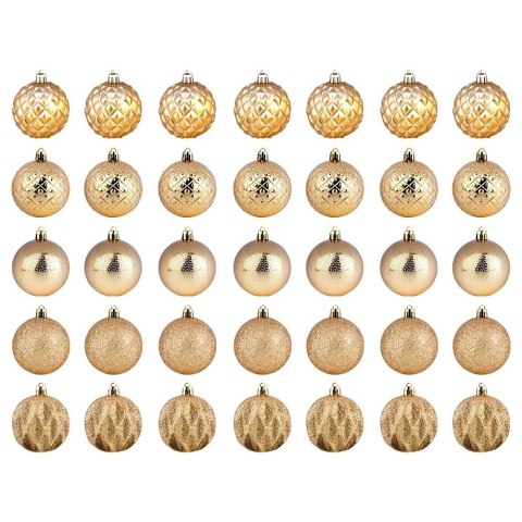 Bombki Choinkowe VILDE Złote 6 cm 35 szt. Nietłukące Wytłaczane Brokat