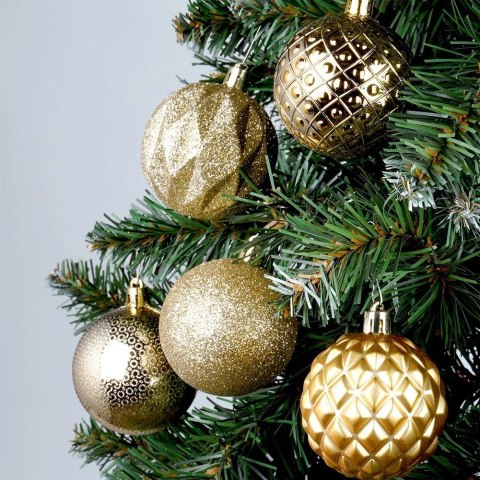 Bombki Choinkowe VILDE Złote 6 cm 35 szt. Nietłukące Wytłaczane Brokat