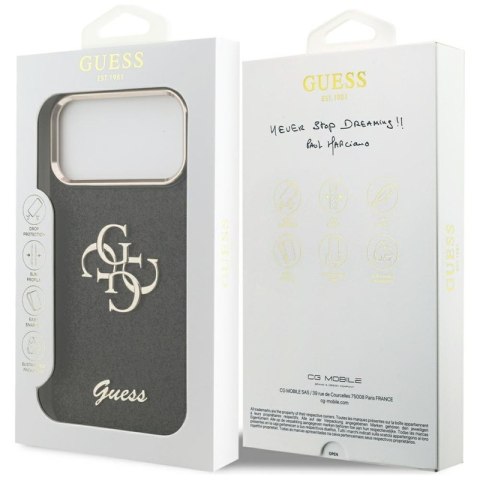 Guess Fixed Glitter Big 4G Metal Frame - Etui iPhone 17 Pro Max (czarny)