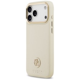 Guess Grained Strass Logo MagSafe - Etui iPhone 17 Pro Max (beżowy)