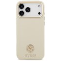 Guess Grained Strass Logo MagSafe - Etui iPhone 17 Pro Max (beżowy)