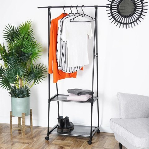 Wieszak Stojak na Ubrania Metalowy Podłogowy Pojemny na Kółkach VILDE 160cm