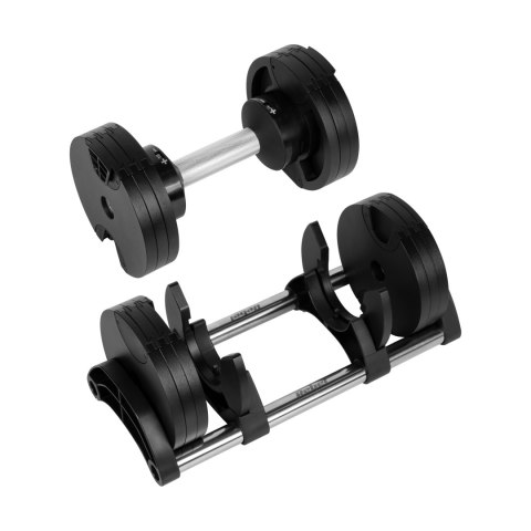 Hantel żeliwny regulowany automat 24 kg, skok co 2kg, REBEL ACTIVE