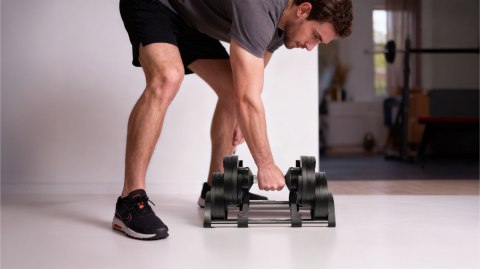 Hantel żeliwny regulowany automat 36 kg, skok co 2kg, REBEL ACTIVE