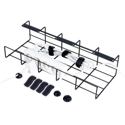 Organizer na Kable pod Blat Biurko Metalowy Czarny VILDE 43 x 17 x 10 cm
