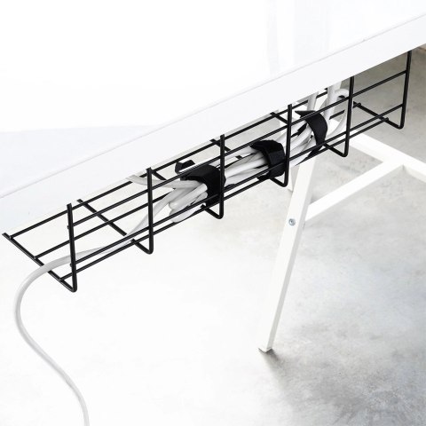 Organizer na Kable pod Blat Biurko Metalowy Czarny VILDE 43 x 17 x 10 cm