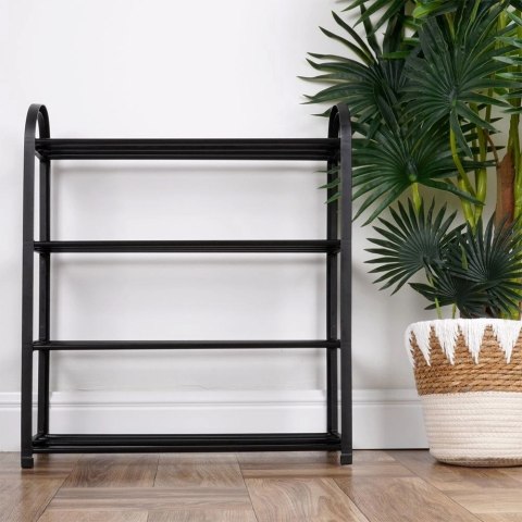 Regał na Buty 4-Piętrowy Poziomowy Metalowy na 8-12 Par Butów ORION Czarny