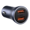 Ładowarka samochodowa BASEUS Golden Contactor Pro 40W 2x USB + kabel USB-USB-C 1m (szara)