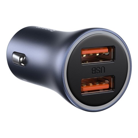 Ładowarka samochodowa BASEUS Golden Contactor Pro 40W 2x USB + kabel USB-USB-C 1m (szara)
