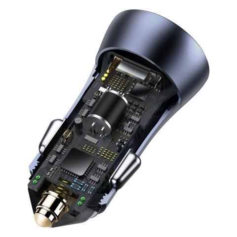 Ładowarka samochodowa BASEUS Golden Contactor Pro 40W 2x USB + kabel USB-USB-C 1m (szara)