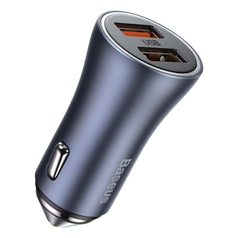 Ładowarka samochodowa BASEUS Golden Contactor Pro 40W 2x USB + kabel USB-USB-C 1m (szara)