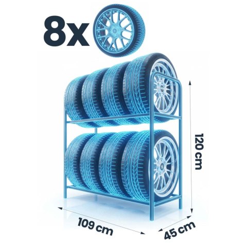Regał stojak na opony koła metalowy półka na 8 opon Humberg HM-386