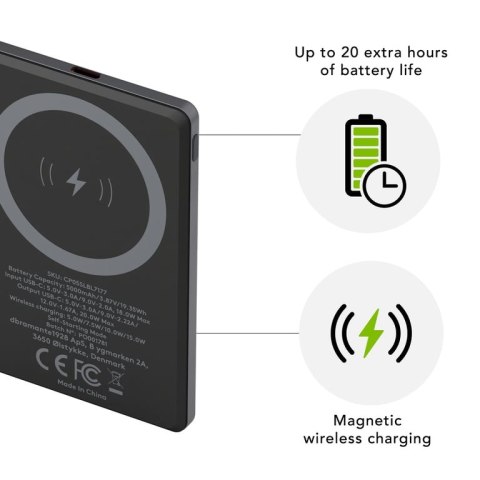 Dbramante1928 CP05SLBL7177 bank mocy 5000 mAh Bezprzewodowe ładowanie Szary