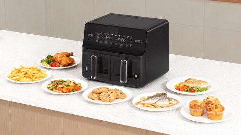 Frytkownica beztłuszczowa TEESA AIR FRYER DUAL POT XXL 8L 2700W