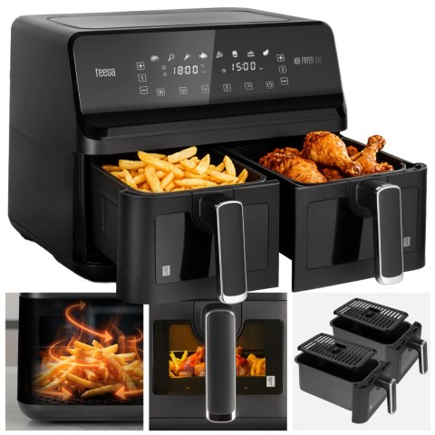 Frytkownica beztłuszczowa TEESA AIR FRYER DUAL POT XXL 8L 2700W