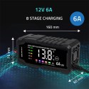 Qoltec Inteligentna mikroprocesorowa ładowarka 12V 6A | Prostownik z funkcją naprawy do akumulatora AGM GEL LiFePO4 | LCD