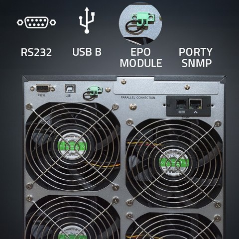Qoltec Zasilacz awaryjny UPS 3- fazowy | 10kVA | LCD | EPO | USB | SNMP | On-line | High frequency