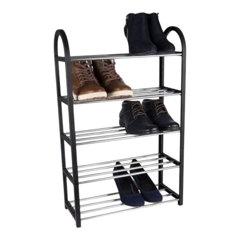 Alpina - Półka na buty / regał / stojak 4 poziomy 50x18,5x57 cm (Srebrny / Czarny)