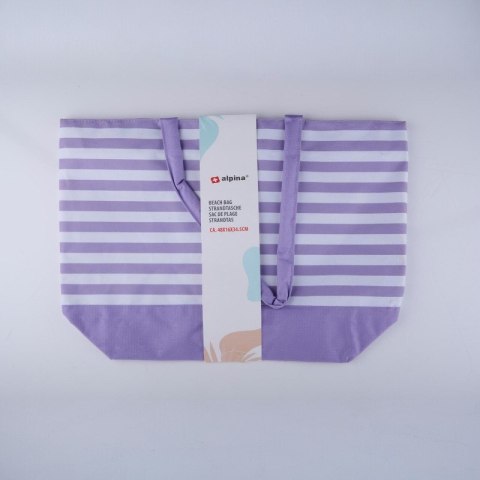 Alpina - Torba plażowa w paski 49,3x16x34 cm (Fioletowy / Biały)
